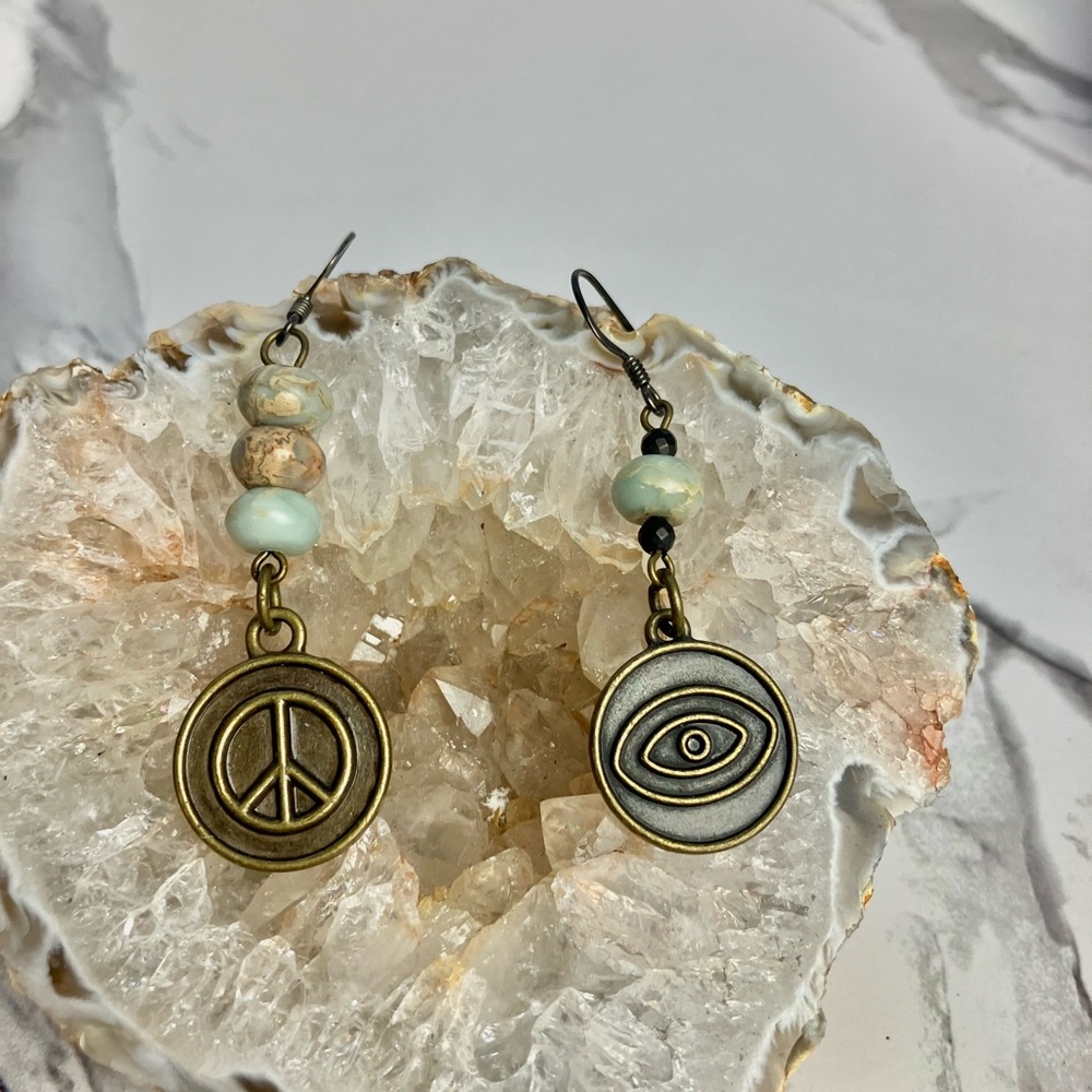 Bohemian Peace and Eye Earrings
